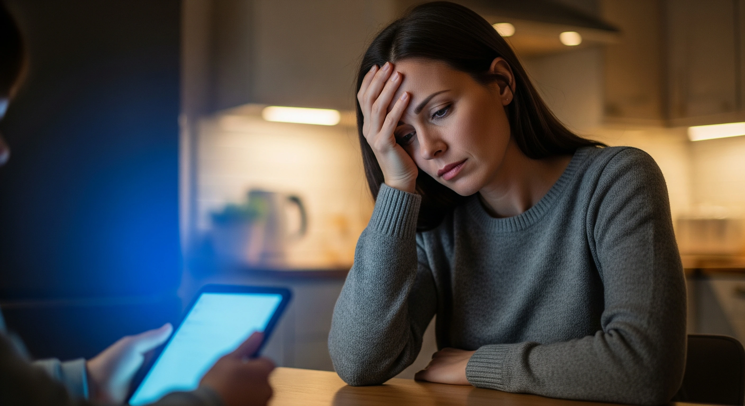 Frustrated parent dealing with screen time challenges